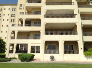 Our apartment. those two balconies on the first floor.